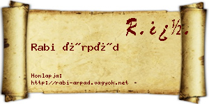 Rabi Árpád névjegykártya